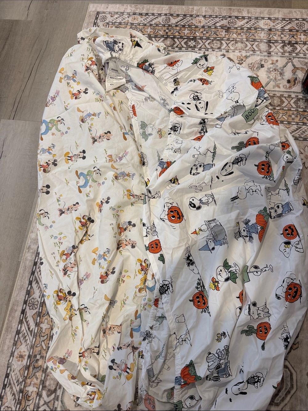 Halloween Print snoopy and Disney mickey Easter crib sheet